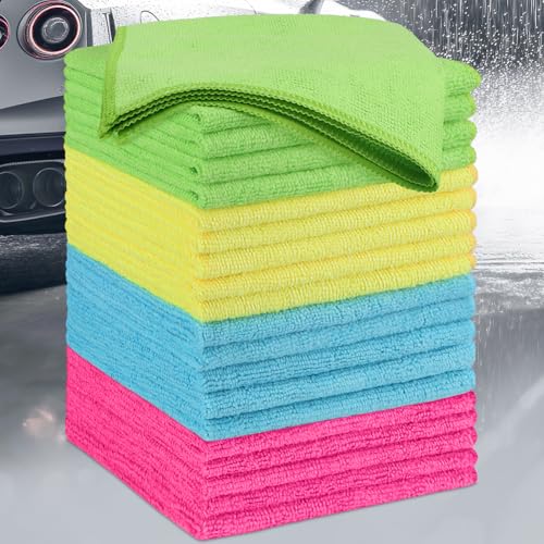 20 Pack Microfiber Cleaning Cloths, 11"x11" Ultra Soft Microfiber Towel for Cars, Highly Absorbent Car Washing Cloth, Lint Free Cleaning Pads for Car, Kitchen and Window, Multicolor - color: Multicolor