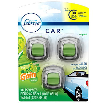 Febreze Car Vent Clip Air Freshener, Gain Original, 0.037 Pound - size: 3 Count (Pack of 1)
