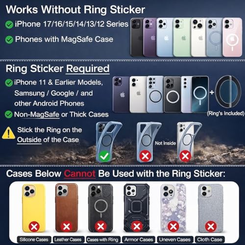 Magnetic Phone Mount for Car, Universal Suction Phone Holder 360 Adjustable for Dashboard, Windshield, Mirror and Desk, All Smartphones