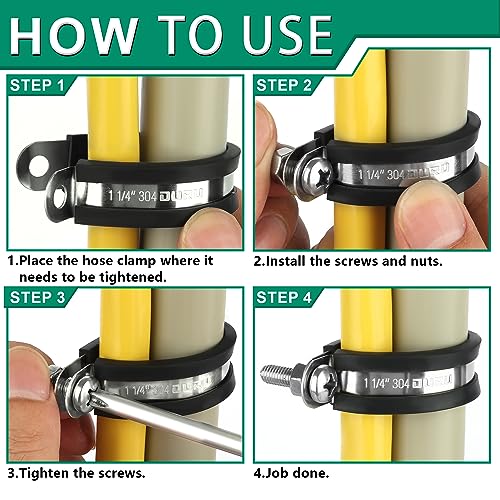 OURU 125PCS Cable Clamp,12 Sizes Stainless Steel Rubber Coated Cushioned Insulated Cable Clamps Assortment Kit-Metal Wire Clamps,Cable Clips,Pipe Clamps - size: 125 PCS - 12 Sizes