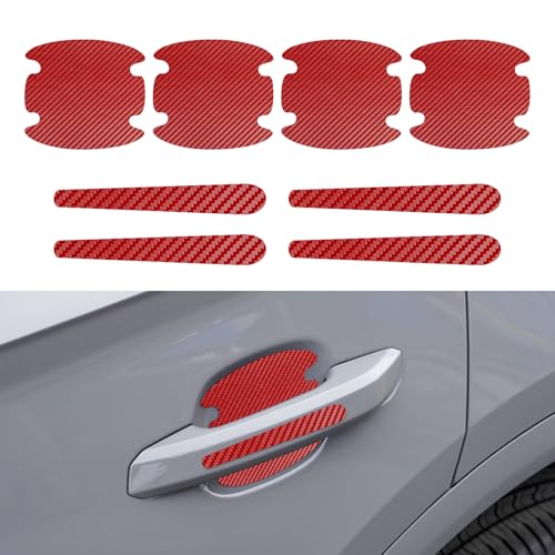 8PCS Car Door Handle Scratch Protectors, Car Door Handle Stickers, Carbon Fiber Texture Anti-Scratches Bowl Sticker, Car Door Handle Paint Guard Cover Universal for Most Car, Truck (Red) - color: Red