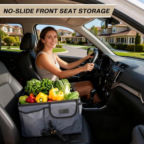 Collapsible Car Trunk Organizer - Multi-Compartment Storage for SUV/Truck/Sedan - Adjustable Straps Secure Belongings - Waterproof & Durable Interior (Grey)