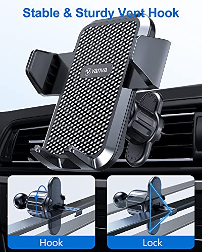 vanva Universal Air Vent Car Mount, [ Big Phones & Thick Case Friendly ] Cell Phone Holder for Car Hands Free Clamp Cradle Vehicle fit for All Apple Smasung Galaxy