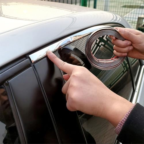 3Pcs 10Ft Car Trim Strip Self-Adhesive, Chrome Silver Automotive Car Exterior and Interior Molding Trim Bumper Window Door Body Side Decorative Strip