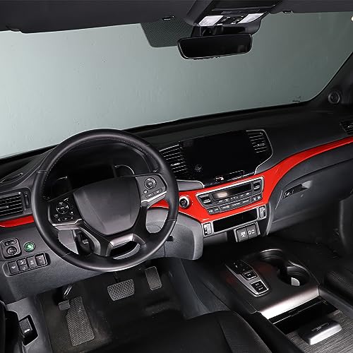 Dashboard Panel Cover Trim for Honda Pilot 2016-2022/ Passport 2019-2025/ Ridgeline 2016-2020 Accessories, Center Console Panel Strip Trim, Center Console Upper Center Pillar Trim, ABS (Red) - color: Red