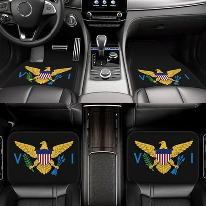 Coat of Arms of Virgin Islands National Emblem Universal Car Front Rear Floor Foot Mats Anti-Slip Car Mat Full Set of 4 Pieces Rubber Backing Carpet All Weather Protection Fit for SUV,Sedans, Trucks