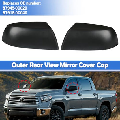 Osompar Textured Black Outer Rear View Mirror Cover Cap Front Driver Passeger Side for Toyota Tundra 2007-2021 Toyota Sequoia Replaces 87945-0C020 87915-0C040 - color: Textured Black