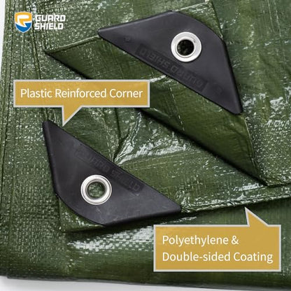 GUARD SHIELD Green Tarp Waterproof 8x10 Feet Medium Duty All Purpose Poly Tarps Cover 7mil - color: Green, size: 8x10
