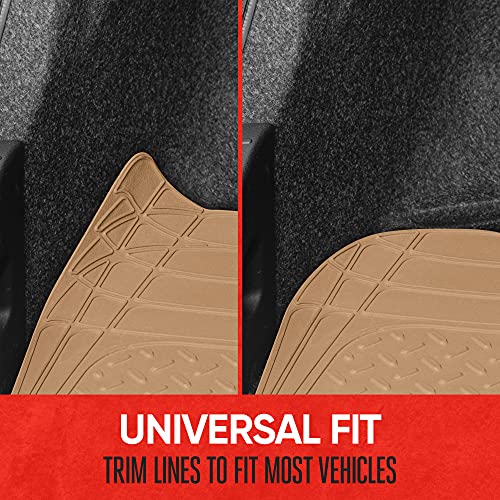 Motor Trend FlexTough Defender Floor Mats for Cars & TrunkShield Trunk Mat Set, Next-Gen Deep Dish Heavy Duty Car All Weather, Rubber Set Auto Truck Van SUV B09VYBHPDK - color: Beige, style: Cargo Combo