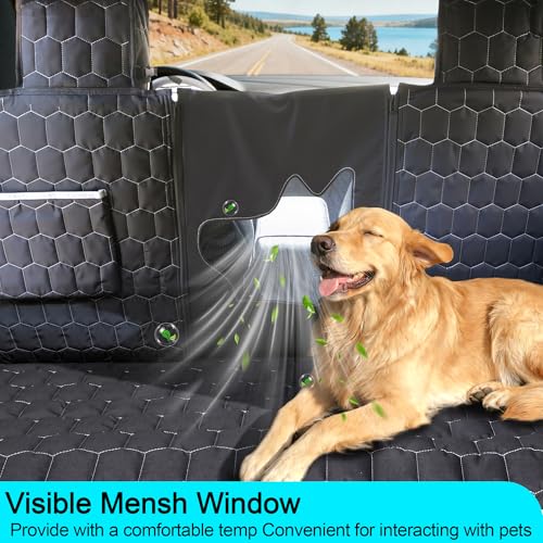 Meginc Dog Seat Covers for Back Seat, Dog Car Seat for Tesla Model 3, 100% Waterproof Pet Seat Cover Protects from Scratches, Scuffs, Hammock for Tesla with Mesh Window & Headrest Protection - size: Cover Seat for Model 3