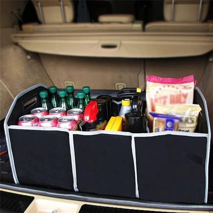 Car Trunk Organizer with 3 Compartments Folding Storage for Car, Large Capacity Cargo insulated Storage Boxes, Portable Waterproof Bags for Cargo Trunks, Universal SUV, Truck, Van Accessories
