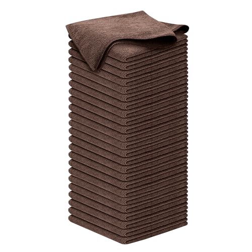 USANOOKS Premium 300GSM Microfiber Cleaning Cloth - 12.5"x12.5" High Performance - 1200 Washes, Ultra Absorbent Microfiber Towels for Cars Undercarriage, Rims & Engine Bay Cleaning - Microfiber Cloth - color: Brown, size: 50 pack