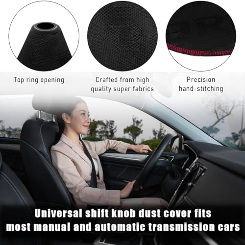 povtii Car Shift Boot Cover, Waterproof Canvas Fabric Manual Automatic Shift Knob Boot Dust Cover, Gear Gaiter Cover Auto Shift Boot Sleeve Protector, Universal Car Accessories (Black) - color: Black