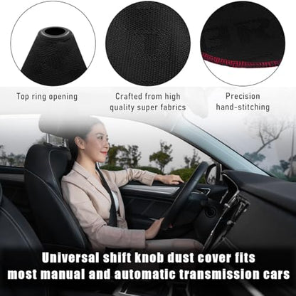 povtii Car Shift Boot Cover, Waterproof Canvas Fabric Manual Automatic Shift Knob Boot Dust Cover, Gear Gaiter Cover Auto Shift Boot Sleeve Protector, Universal Car Accessories (Black) - color: Black