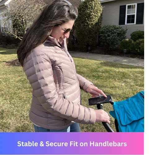 Maxby Stroller Phone Holder for Handlebar, Universal Phone Mount with One-Hand Quick Release Clamp, 360° Rotating View, Secure Non-Slip Grip, Fits Most iPhone & Android Smartphones with Cases