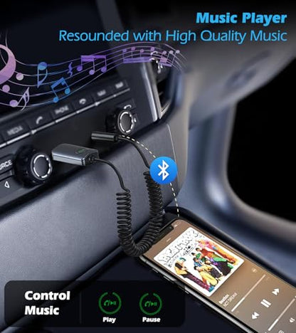KAIY Bluetooth Receiver for Car AUX, Hands-Free Calling & Music Bluetooth Audio Receiver for Car USB-Powered, 3.5mm Adapter USB 2.0 to 3.5mm Jack Compatible with Speakers/Home Stereo