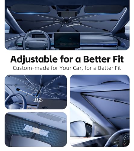 Windshield Sun Shade for KIA K5 2021-2026 with 360° Rotating Shaft, Custom Fit Umbrella Sunshade for UV Blocking, Interior Heat Protection, Easy Storage - size: Fit for KIA K5 2021-2026