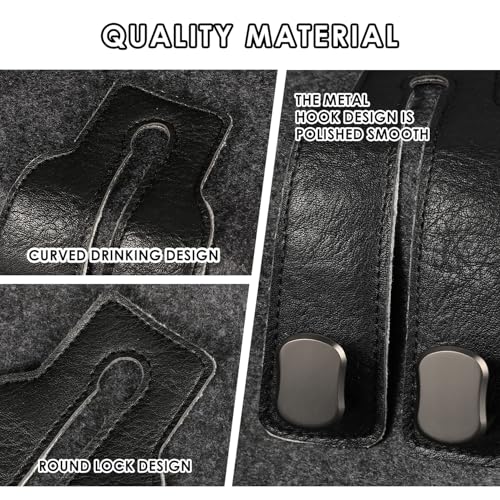 KINIVA Car Seat Headrest Storage Hooks, Set of 2, Suede PU Leather, Double Hooks (06-Black) - color: 06-Black