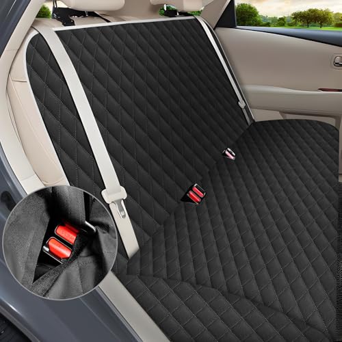 Meolsaek Dog Hammock for Car Back Seat Scratch Proof Nonslip Pet Car Seat Cover,Side Flaps with Zipper, Heavy Duty Car Seat Cover for Dogs with Storage Bag (Black-Zipper) - color: White