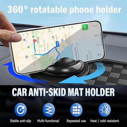 Multifunction Car Anti-Slip Mat, 2026 Upgraded Rotatable Anti Skid Car Dashboard Pad with Temporary Parking Numbe, Car Accessories for Phones Sunglasses Keys Gadgets (Black) - color: Black