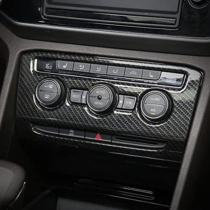 for Volkswagen Atlas 2018 2019 2020 2021 2022 2023 Atlas Cross Sport Accessories, Center Console Knob Panel Cover ABS Carbon Fiber Texture - size: CENTER KNOB PANEL COVER-1PC
