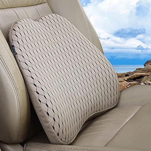 Memory Foam car Lumbar Support Pillow - Memory Foam Back Cushion - Used for car Seats, Office Chairs, recliners, Sofas, etc. (Beige) - color: Beige