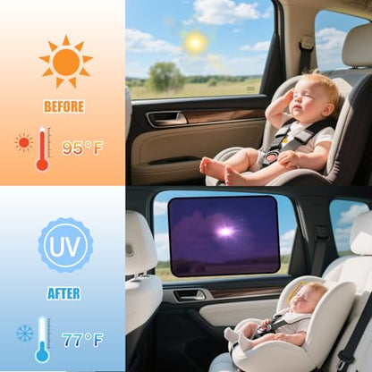 ZATOOTO Car Window Shade for Baby Window Sun Shade, 2 Pack 21"x14" Static Cling Car Window Shades | Bluish-Purple for Glare | Tile Two for Custom Coverage | Sun Shade UV Blocker for Baby - size: 2 Pack (21 x 14 in)