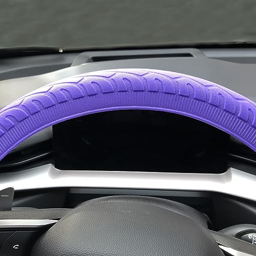 Universal Purple Steering Wheel Cover：13.5 to 15 Inches Stretchable Silicone Anti Skid Steering Wheel Protector Fit for Most Car Models Including Round D Shape or Special Shape - color: Purple