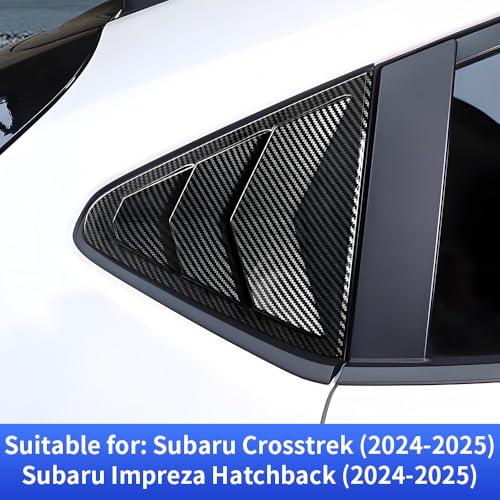 Chrome Carbon Fiber Style Car Rear Side Louvers Window Trim Panel for Subaru Crosstrek 2024 2025 2026 Impreza Auto Exterior Accessories Back Blinds Decorations Protection Cover