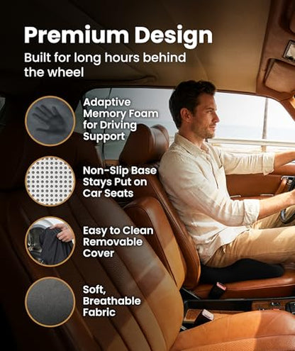 Everlasting Comfort Elevate Series Doctor Recommended Memory Foam Seat Cushion for Office Chairs & Car - Ergonomic Desk Accessories - Cushions for Tailbone Pain Relief (Charcoal Black, Large) - size: Standard