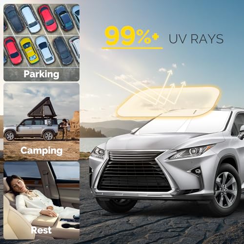 Car Windshield Sun Shade Compatible with 2016 2017 2018 2019 2020 2021 2022 Lexus RX350 RX350F Sport RX350L Accessories Foldable Front Window Sunshade Custom Windshield Cover Sun Visor - size: For 2016-2022 Lexus RX350