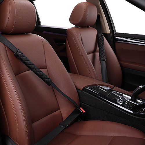 4 Pack Universal Car Seat Belt Pads, Adult Seat Belt Shoulder Strap Covers Harness Pad for Car/Bag,Soft Comfort Helps Protect You Neck Shoulder from The Seat Belt Rubbing（Black） - color: black