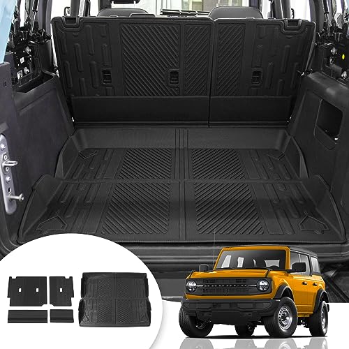 Cargo Mat Compatible with 2021 2022 2023 2024 2025 2026 Ford Bronco Trunk Mat Back Seat Cover Protector Cargo Liner Split Seat Kick Mat for Ford Bronco Accessories 4 Door - color: Trunk Mat+Backrest Mats