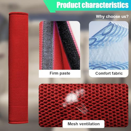 2PCS Long Car Seat Belt Cover Pads, Soft Mesh Seatbelt Shoulder Strap Protector Pad for Comfort Driving, Breathable Car Seat Belt Pad Harness Cushion Protect Your Neck and Shoulder (Red) - color: Red