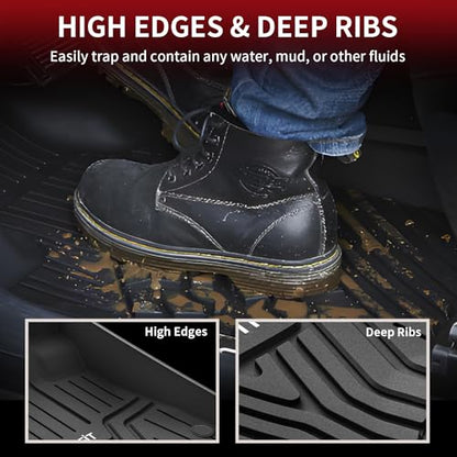 LASFIT All Weather Floor Mats for Honda CR-V 2023-2026 (Gasoline & Hybrid & e:FCEV), TPE Custom Fit Anti-Slip Extended Coverage Floor Liners, 1st & 2nd Row Black - style: 2）For Honda CR-V | 2023-2026 | 1st & 2nd Row