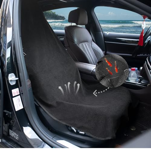 Waterproof Sweat Towel Seat Cover Universal Non-Slip for Car Truck SUV Seat Protector for Pet & Kid Workout Outdoor or Sport Activities，Machine Washable (Black)