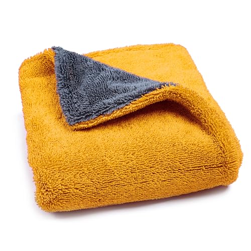 LIVOS Car Drying Towel, Premium Microfiber Towels for Cars, 1000GSM, Edgeless Twisted Loop Design, No Streaks, Scratches, or Water Spot, Absorbent Wash Towel, 18" x 24" (Yellow&Grey) - color: Yellow, size: 18" x 24"
