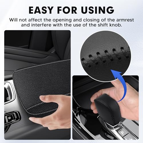 Autorder 2PCS Center Console Cover for 2023 2024 2025 Lexus RX350/RX350h/RX450h+/RX500h Accessories Gear Shift Knob Cover Anti-Scratch Leather Armrest Cover&Shift Knob Cover - size: 2PCS 2023-2025 Lexus RX