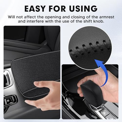 Autorder 2PCS Center Console Cover for 2023 2024 2025 Lexus RX350/RX350h/RX450h+/RX500h Accessories Gear Shift Knob Cover Anti-Scratch Leather Armrest Cover&Shift Knob Cover - size: 2PCS 2023-2025 Lexus RX