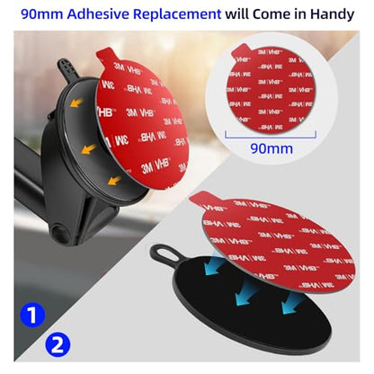Dashboard Pad Mounting Disk for Suction Cup, 3.75” Large Plastic Extra Strong Adhesive Disc for Dash Windshield Holder, Camera GPS, Tablet, Car Phone Mount Base with Sticky Adhesive Replacement