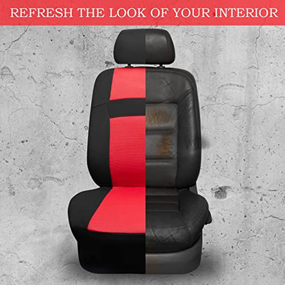 CAR PASS Rainbow Universal Fit 3D Air Mesh Car Seat Cover with 5mm Composite Sponge Inside,Airbag Compatible (Black Red) - color: Black and Red, size: Full Sets