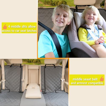 Dog Car Seat Cover, Deluxe Waterproof Pet Back Carseat Protector for Cars, SUVs, Trucks, Nonslip and Easy Cleanup Backseat Pet Cover for Automotive Rear Bench (Grey) - color: GREY