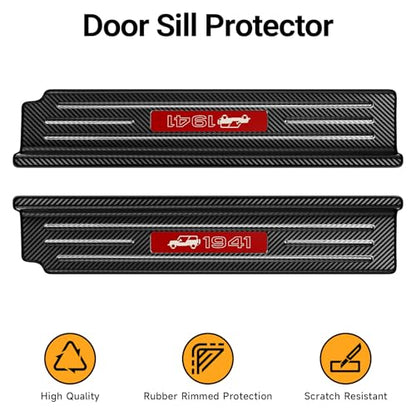 Upgraded Door Sill Guards Compatible with Jeep Wrangler JL JLU 2018-2025 2026 & Gladiator JT 2020-2025 2026 Accessories Stainless Steel Front Door Entry Guard (2PCS Carbon Fiber) - size: 2-Door Carbon Fiber