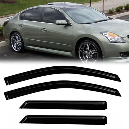 Window Rain Guards Compatible 07-12 Nissan Altima 2007 2008 2009 2010 2011 2012 4PC Window Visors Vent Shade Deflector - size: 07-12 Nissan Altima