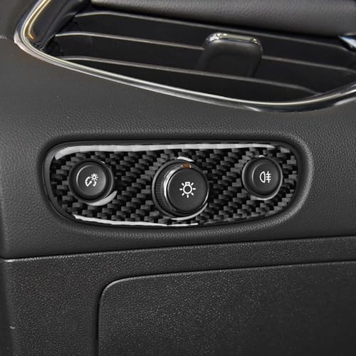 Black Carbon Fiber Compatible with Chevrolet/Chevy Malibu 2016 2017 2018 2019 2020 2021 2022 2023 2024 2025 Accessories Car Headlight Switch Dome Lamp Switch Cover Interior Trim Decal -B - color: Headlight Switch -B