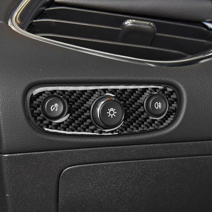 Black Carbon Fiber Compatible with Chevrolet/Chevy Malibu 2016 2017 2018 2019 2020 2021 2022 2023 2024 2025 Accessories Car Headlight Switch Dome Lamp Switch Cover Interior Trim Decal -B - color: Headlight Switch -B