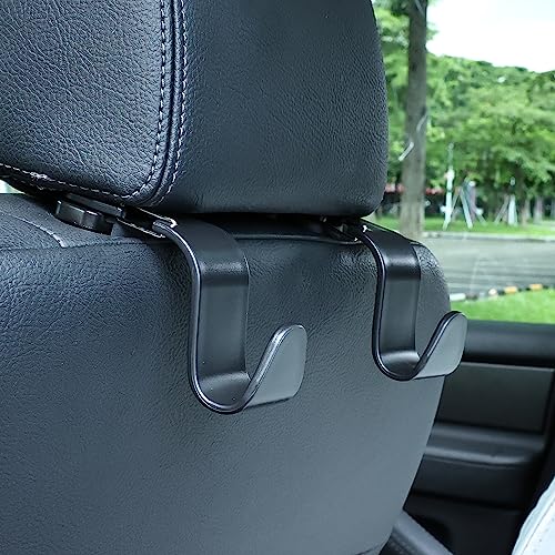 Car Seat Headrest Hooks, Car Organizer Hanger Storage Hooks for Handbags Purses Groceries Backpack Coat 4 Pack (Black) - color: Black