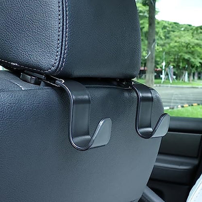Car Seat Headrest Hooks, Car Organizer Hanger Storage Hooks for Handbags Purses Groceries Backpack Coat 4 Pack (Black) - color: Black