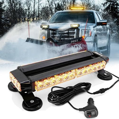 14.5'' 32 LED Emergency Strobe Rooftop Flashing Light Bar, Double Side Hazard Warning Beacon Safety Lights w/Magnetic for Tow Vehicles Firefighter Cars Trucks Traffic Security, Amber - color: Amber, size: 14.5''