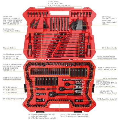 STARWORK TRUE MECHANIC 303-Piece Mechanics Tool Set, 120-Tooth Ratcheting Wrench Set, 1/4", 3/8", 1/2" Drive, Professional, SAE/Metric